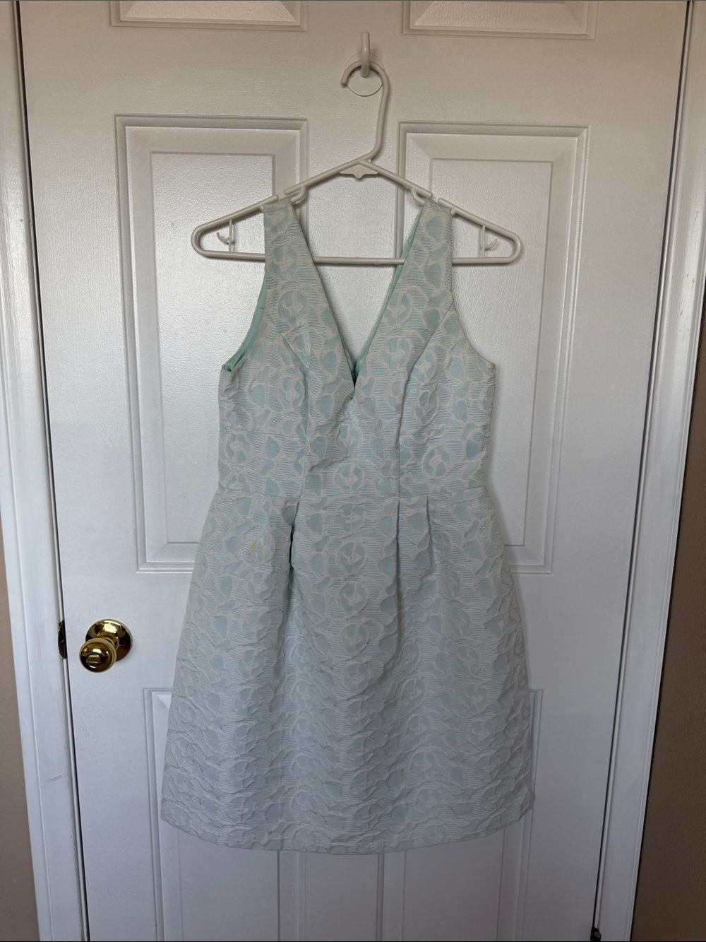 Betsey Johnson Pale Aqua Lace V-Neck Mini Dress
